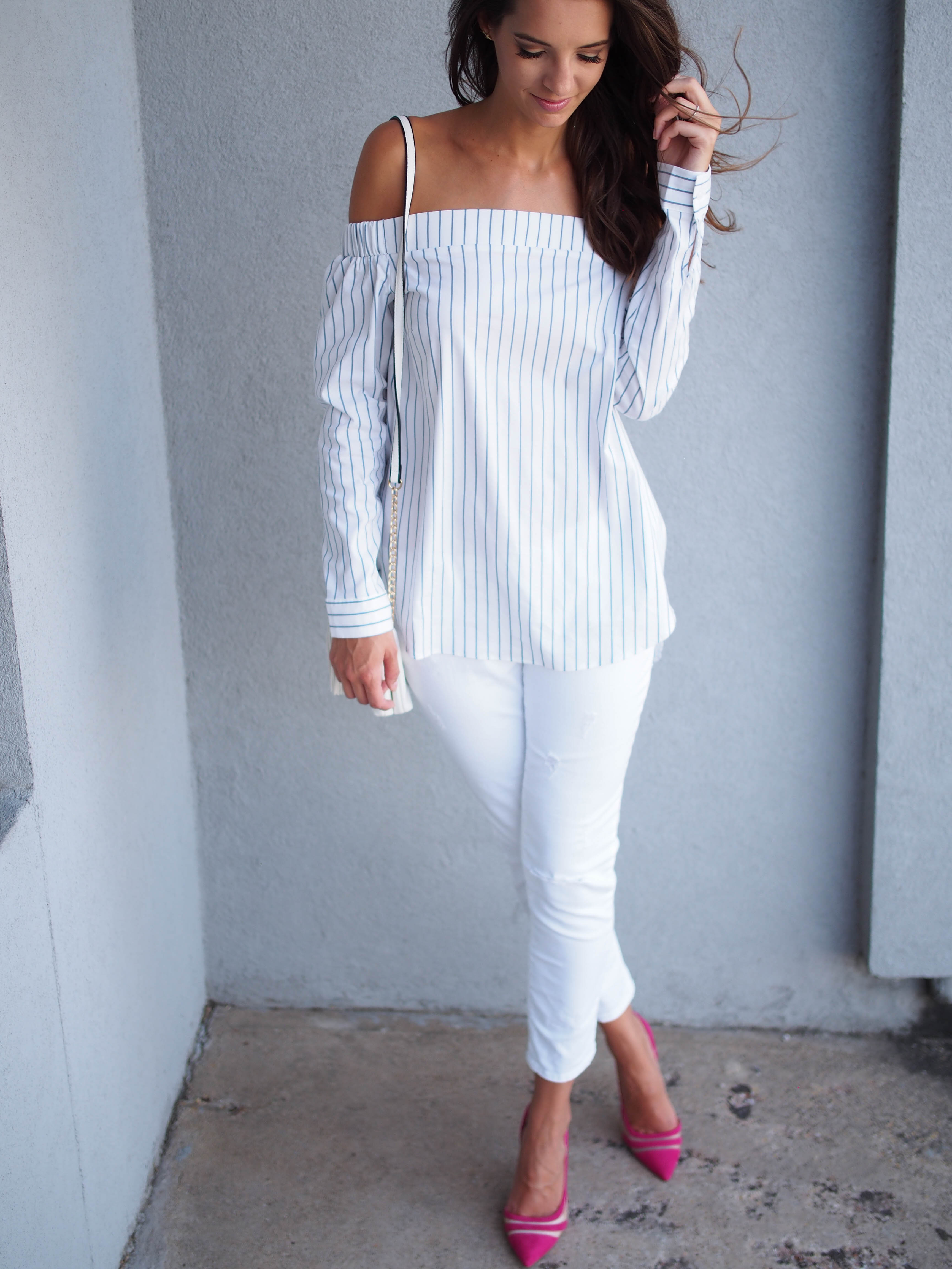 white off the shoulder top