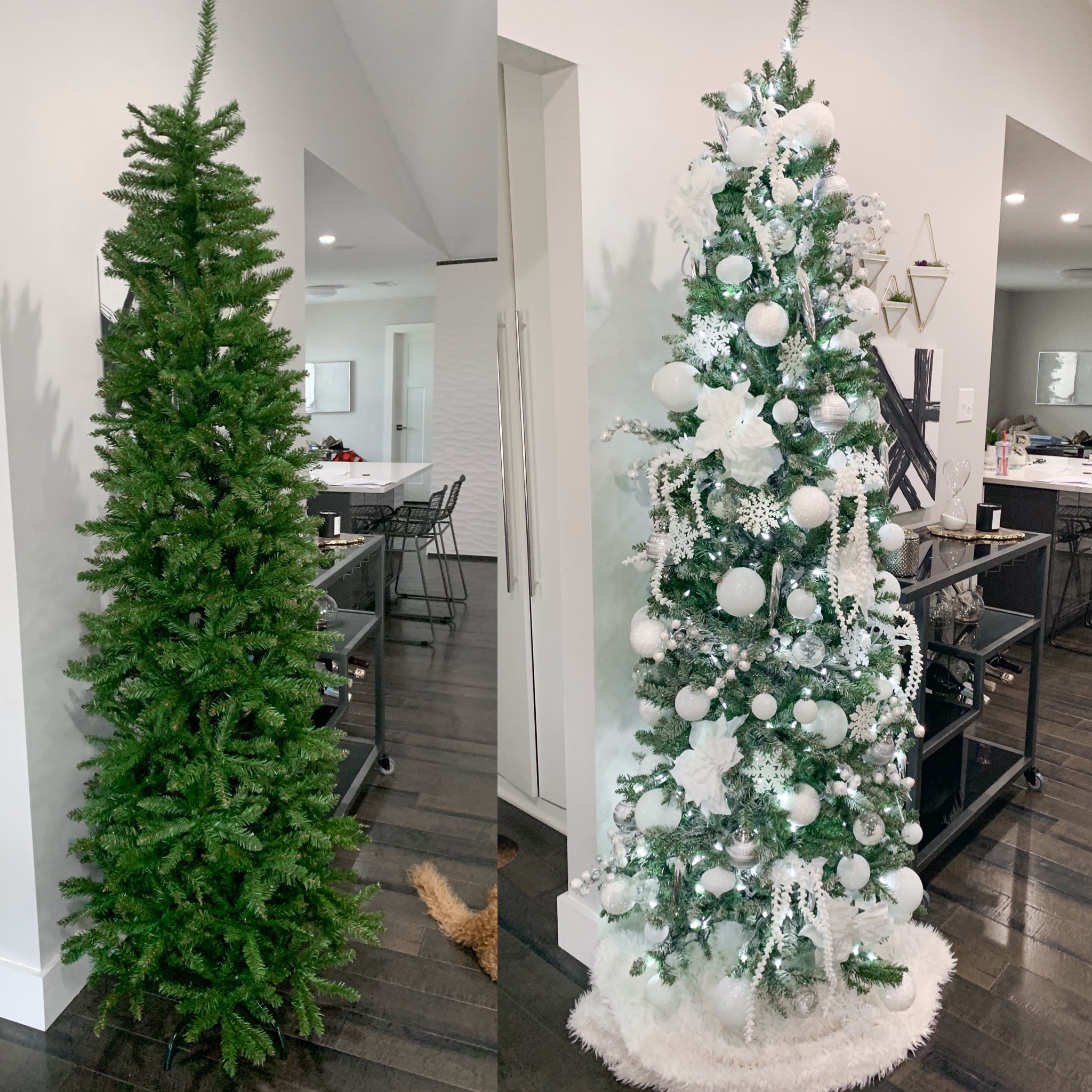 Before and After: Flocking and Decorating a Christmas Tree » My View in  Heels